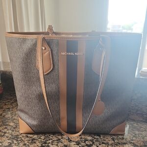 Michael Kors Gray and Tan Tote Bag
